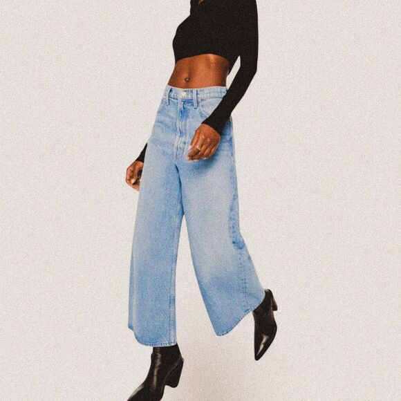 Mother SNACKS! the dinner bell Wide Leg Crop Jeans Y2K Streetwear – Sz 32 NWT - Picture 1 of 8